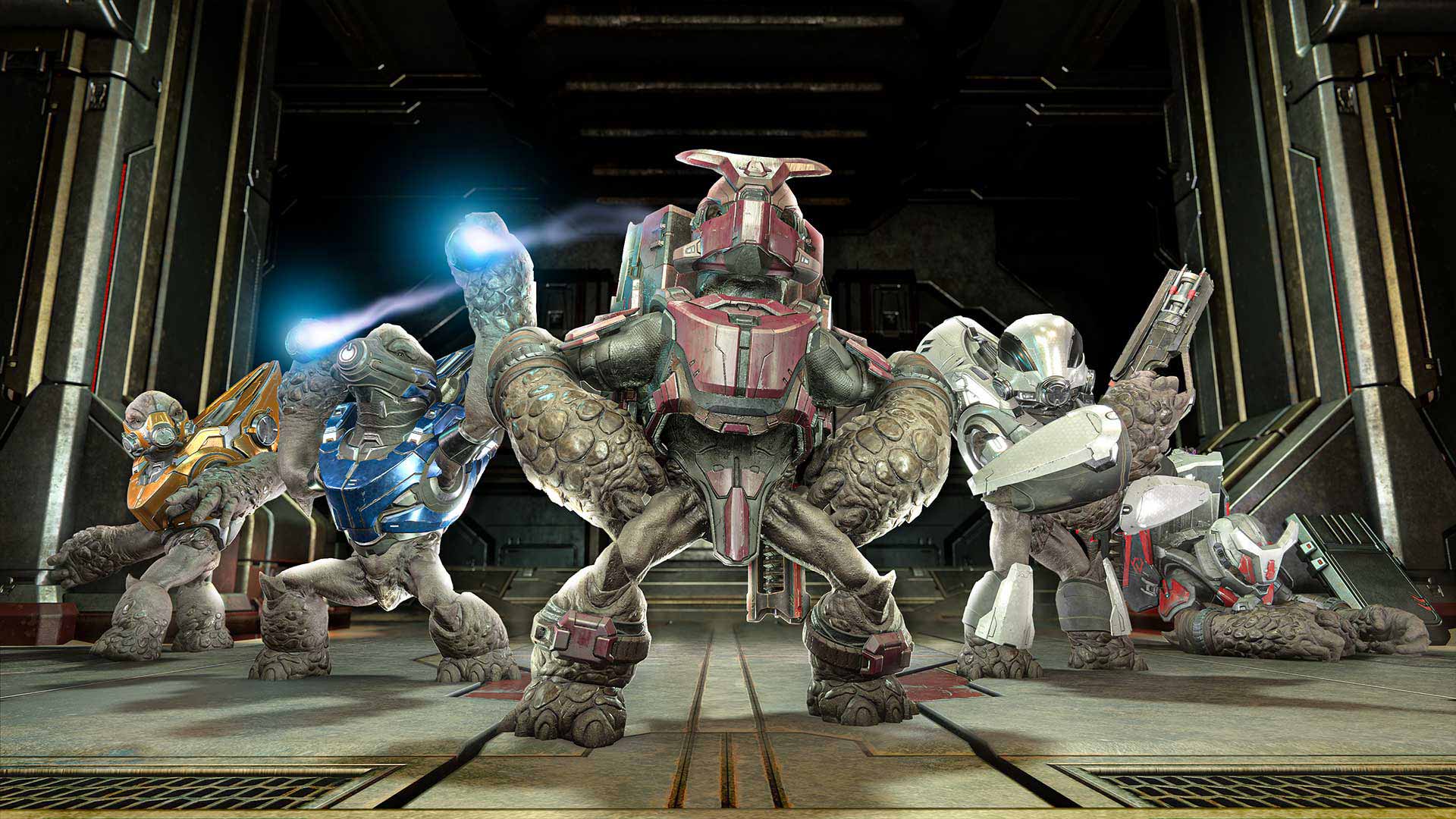 A flying "V" of Grunts from Halo Infinite